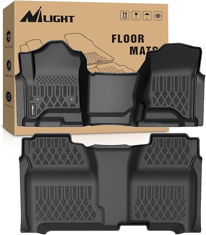 Nilight TPE Floor Mats for Chevy Silverado GMC Sierra 1500 Crew Cab 2014-2018, Chevrolet Silverado Sierra 2500HD 3500HD 2015 2016 2017 2018 2019 All Weather Custom Fit Heavy Duty Floor Liners