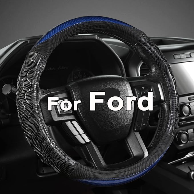 GIANT PANDA Car Steering Wheel Cover for Ford F150 F250 F350 Expedition 15.5-16 inches - Blue