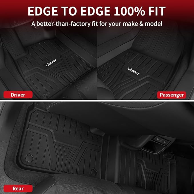 LASFIT Floor Mats & Trunk Mat for 10th Honda Accord Sedan 2018-2022 Gasoline & Hybrid, All Weather TPE Custom Fit Floor Liner, 1st & 2nd Row & Cargo Mat Full Set, Black