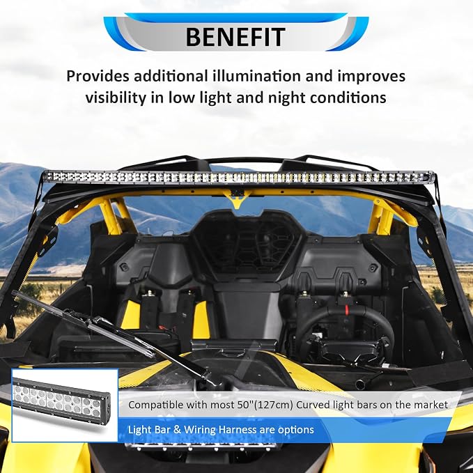 Wsays Upper Roof Windshield LED Light Bar Mounting Bracket Compatible with Can Am Maverick R/ R Max 2024-2026