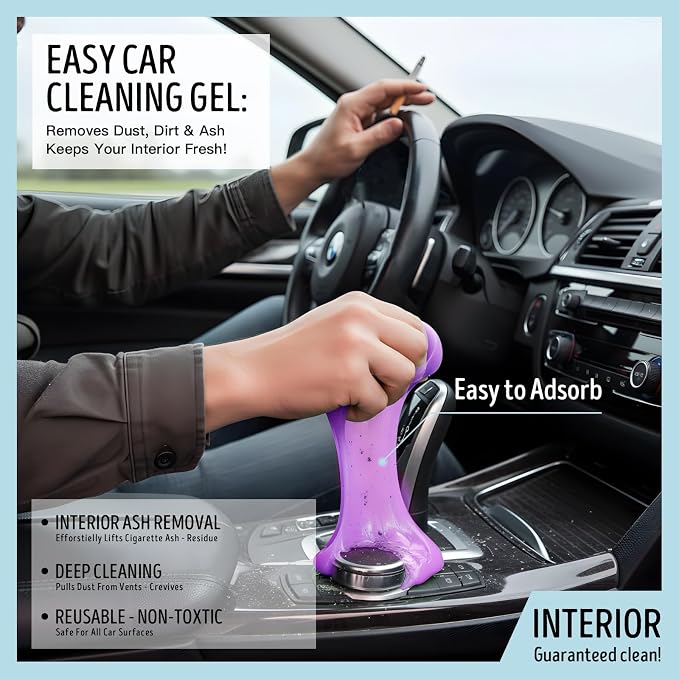 Car Cleaning Gel,Reusable Car Cleaning Putty for Interior Detailing, Car Cleaning Supplies, Auto Detailing Tools, Car Slime for Dust Removal, Car Accessories Interior, Car Cleaning Kit(Purple,5.0 OZ)