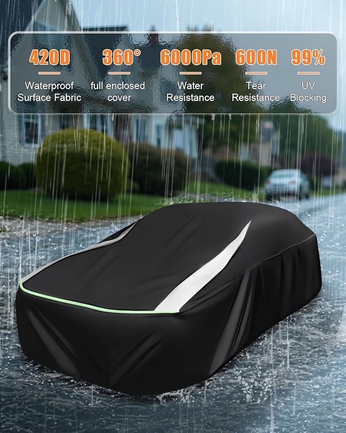 Full Enclosed Car Cover for Automobiles Universal Fit Camaro,Dodge Challenger/Charger,Accord,Camry,Altima,5 Series,Chrysler 300,Sonata,Malibu,Lexus ES,Passat,CT5,Audi A6/A7,K5/Stinger,Jaguar XJ