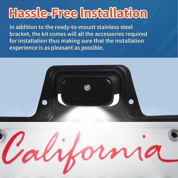 LED License Plate Light Waterproof 12V DC License Tag Light, Steel Bracket Mount with Holder Drainage Hole, 12V DC Waterproof Universal Submersible Tag Lamp for Car Semi Truck RV