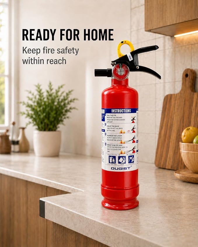 Ougist Fire Extinguisher for Home & Vehicle, 1-A:10-B:C, FF1KG 2.5lb 6 Pack | Dry Chemical Extinguisher Set for Small Home, Car, Garage and Boat Fires with Quick-Release Handle and Compact Storage