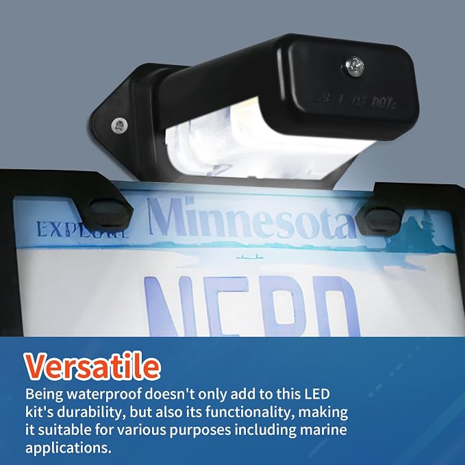 LED License Plate Light, Trailer License Plate Holder-Bracket Mount, Waterproof 12V DC License Tag Light, Universal Submersible Tag Lamp for Auto Work Utility Flat Bed Box Semi Truck RV