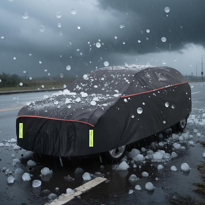 Hail Protector Car Cover, Waterproof Thickened EVA Car Cover for Jeep Wrangler 2 Door 1987-2025 JK JL CJ YJ TJ Outdoor Waterproof Sun Rain Snow Hail Protection with Driver Door Zipper