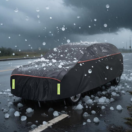 Hail Protector Car Cover, Waterproof Thickened EVA Car Cover for Jeep Wrangler 2 Door 1987-2025 JK JL CJ YJ TJ Outdoor Waterproof Sun Rain Snow Hail Protection with Driver Door Zipper
