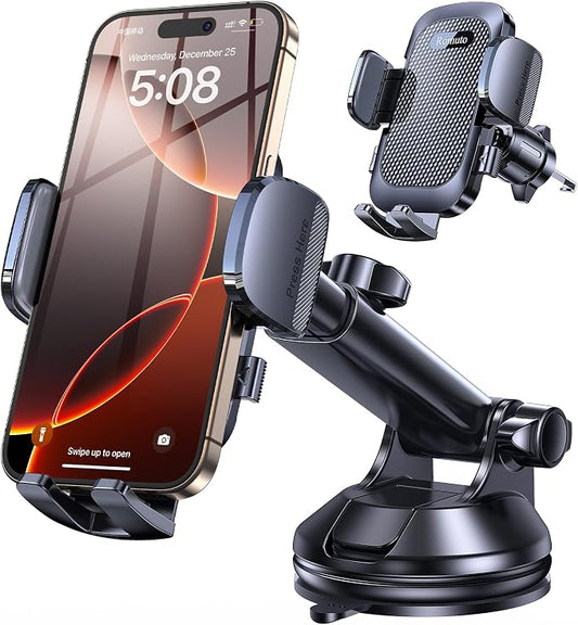 Romuto Phone Holders for Your Car Phone Holder Mount【Super Suction】 Cell Phone Holder for Car Accessories for Women Men【360° Adjustable】 Suction Phone Mount for Car, Window, Bathroom