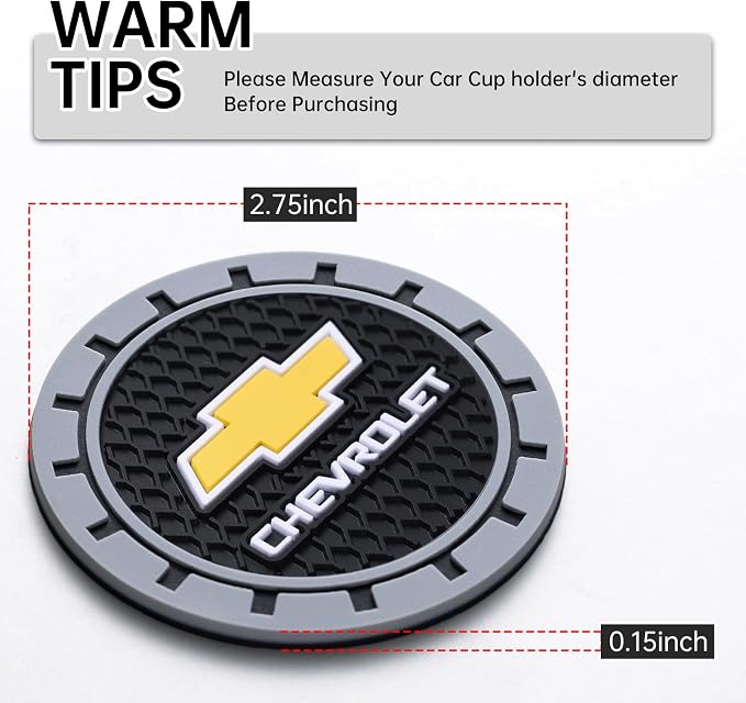 Car Cup Coaster, 2PCS Universal Non-Slip Cup Holders, Compatible with Chevy Series Car Cup Holder Coasters，Car Drink Coaster Holder Accessory, Black