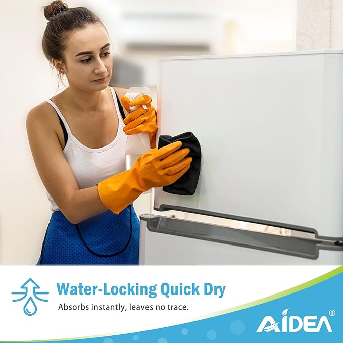 AIDEA Black Microfiber Cleaning Cloth-12PK, Absorbent Cleaning Rags 12"x12" | Microfiber Towels for Cars Lint Free Soft Microfiber Towels, Kitchen Towels Dusting Cloth, Dish Rags, Cleaning Towels