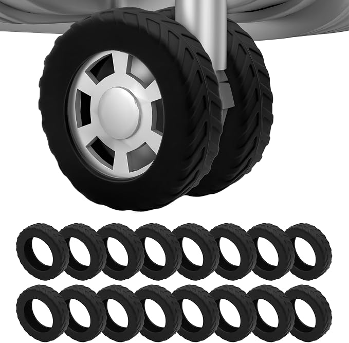 16Pcs Luggage Wheel Covers,Fits 2-2.4'' Suitcase Wheel,Black | Carry On Luggage Wheels Protector,Upgraded Luggage Travel Accessories,Helps reduce daily rolling noise and surface wear.