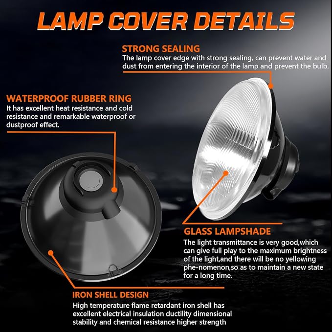 H4/9003 LED Headlight Bulbs + 7 Inch H6024 Glass Round LED Headlight Housing,Halogen Sealed High Low Dual Beam,Original Classic Look Conversion Pair Kit Pair