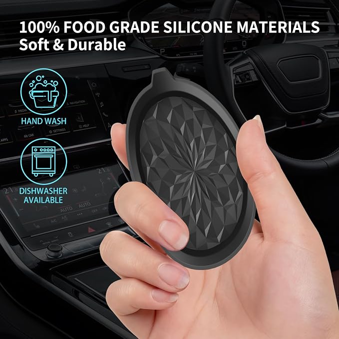 ME.FAN Car Cup Coasters [4 Pack] Silicone Cars Coasters - Universal Non-Slip Recessed Interior Accessories - Cup Holder Inserts Black