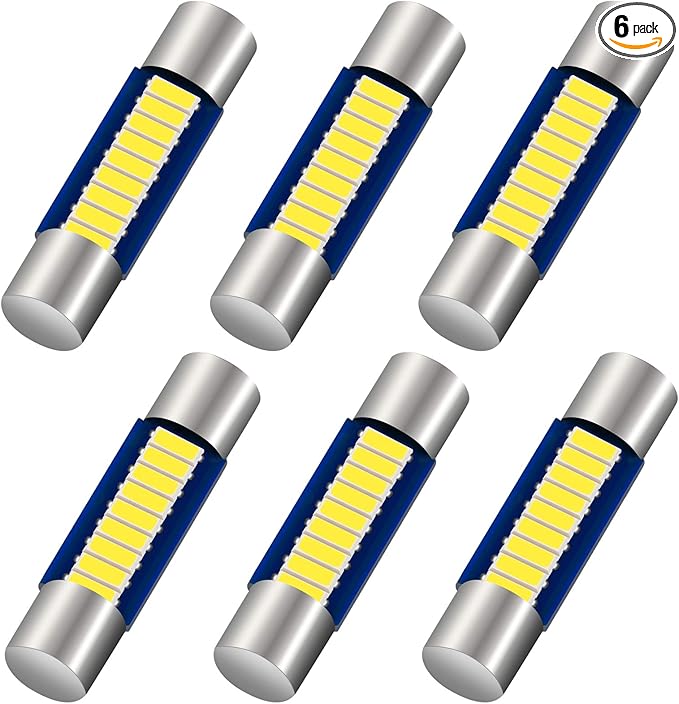 6PCS 28mm 29mm 6614F Festoon LED Car Bulb, Extremely Bright 9-SMD 4014 chips 6641 6612F LED Bulb, Fit for Vanity Mirror Lights and Sun Visor Lights, 6000k White