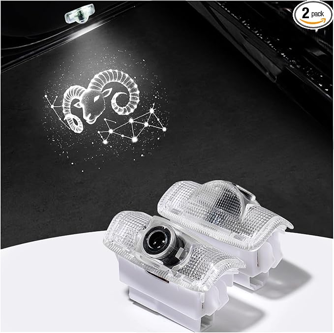 Never Fade HD Car Door Lights Zodiac Logo，2 Pcs Ghost Shadow Puddle LED Lamp Upgraded Welcome Courtesy Projector Compatible with Toyota All Models/Lexus All Models/Infiniti Most Models (Aries)