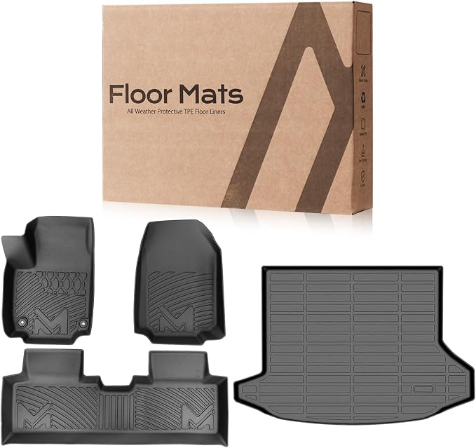 Floor Mats & Cargo Liner Custom for 2025-2026 Chevy Equinox (Not EV) & GMC Terrain, TPE Automotive All Weather Cover Protection Waterproof Black Floor Liner Front & Rear Row Full Set Car Mats, 4PCS