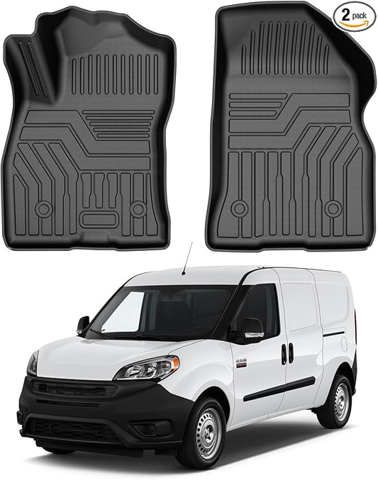T TGBROS Floor Mats Custom Fit for 2015-2022 Ram ProMaster City Accessories All Weather Protection TPE Front Row Seat Floor Liners Set Non-Slip Black-2PCS