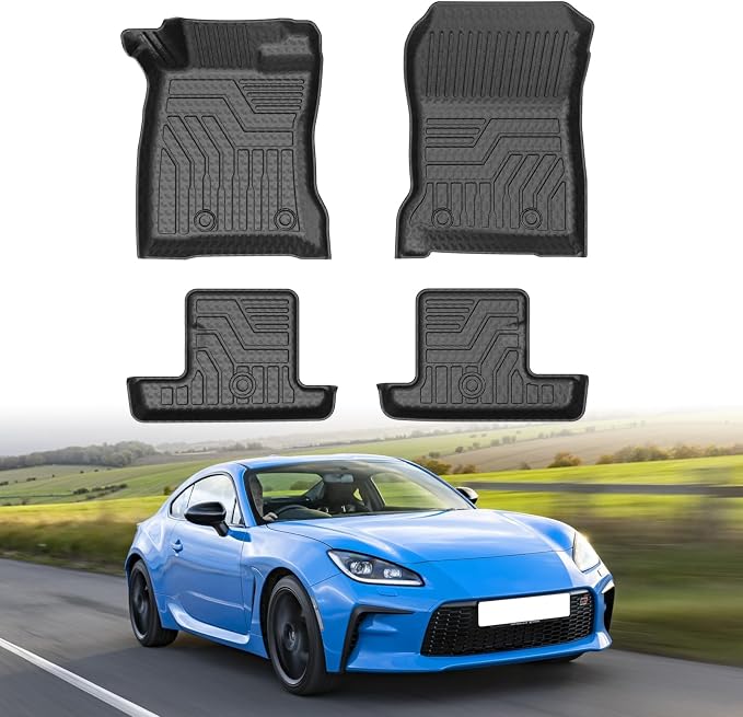 Mixsuper GR86 Floor mats-Floor mat for Toyota GR86 2022 2023 2024 2025 2026,All Weather TPE Rubber Floor Liners Protection for GR86 Accessories,2 Row Anti-Slip Car Mats, Black