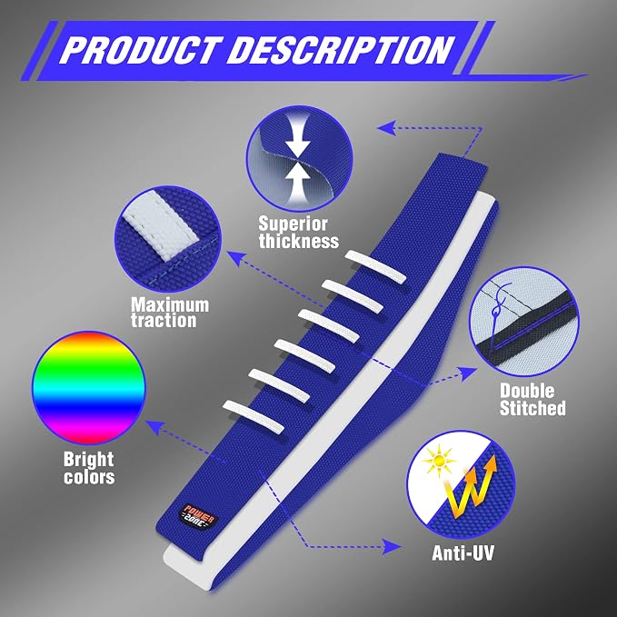 Dirt Bike Seat Cover - White Stripe Universial Seat Cover for Dirt Bike - Motorcycle Motorcross Enduro Seat Covers (Blue)
