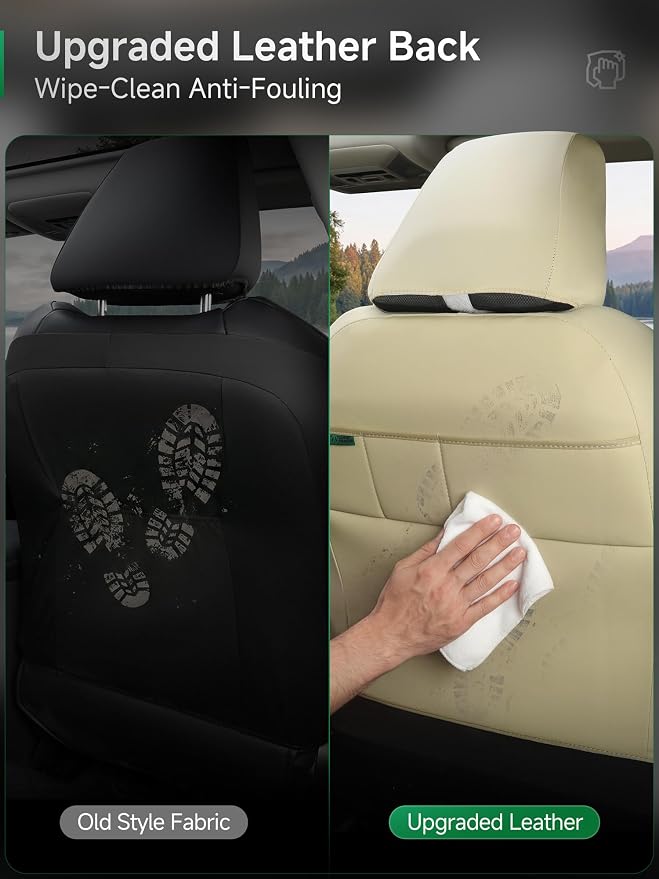 GIANT PANDA 2PCS Front Seat Covers for Subaru Outback Forester Crosstrek Legacy Impreza, Faux Leather Bucket Seat Cover Fit Subaru Seat Protectors-Solid Beige