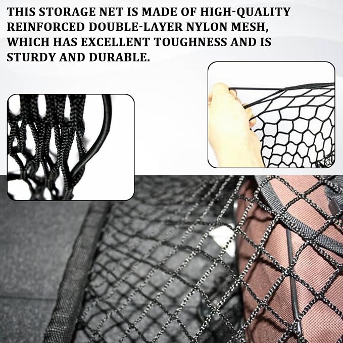 Car Cargo Nets Trunk Organizer, Adjustable Elastic Storage Mesh Double Layer with Hooks, Rear Cargo Net Accessories for Cars Trucks SUVs, Stretchable Heavy Duty Vehicle Organizer 39.4 x 15.7 Inch
