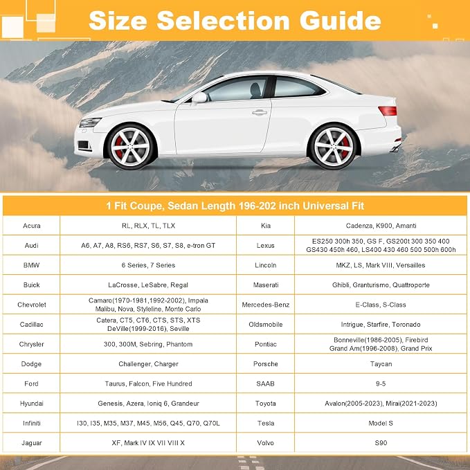 GUNHYI 16 Layers Car Cover Waterproof All Weather, Heavy Duty Full Exterior Cover Universal Fit Coupe Pontiac Firebird/Trans Am, Chevy Malibu/Chevelle, Dodge Charger, Hyundai Genesis, Jaguar XJ etc.