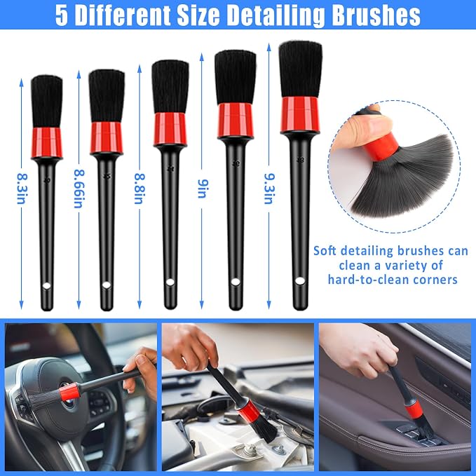23Pcs Car Detailing Kit Wash Cleaning Kits with Pump Foam Sprayer Wash Brush Large Wash Mitt Towels Complete Interior Exterior Car Detailing Supply Set Blue