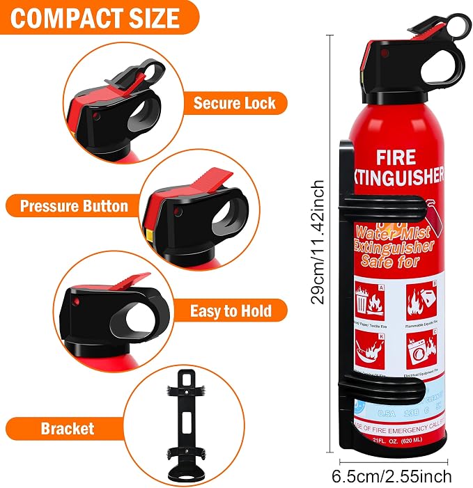 4-Pack Home Fire Extinguisher with Wall Mount, Portable A B C K Class Household Fire Extinguisher for Kitchen, House, Boat & Car, Non-Toxic, Anti-Re-Ignition & Easy Clean