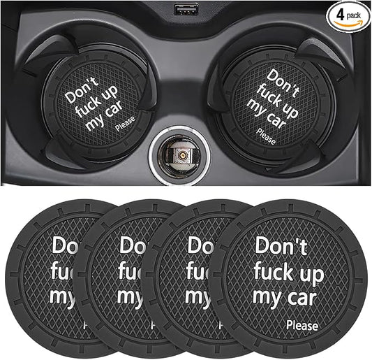 8sanlione Car Cup Coaster, 4Pcs 2.75 Inch Auto Cup Holder Insert Coasters, Non-Slip Waterproof Embedded Drink Mat, Automotive Interior Accessories for Men and Women (D Black/4PCS)