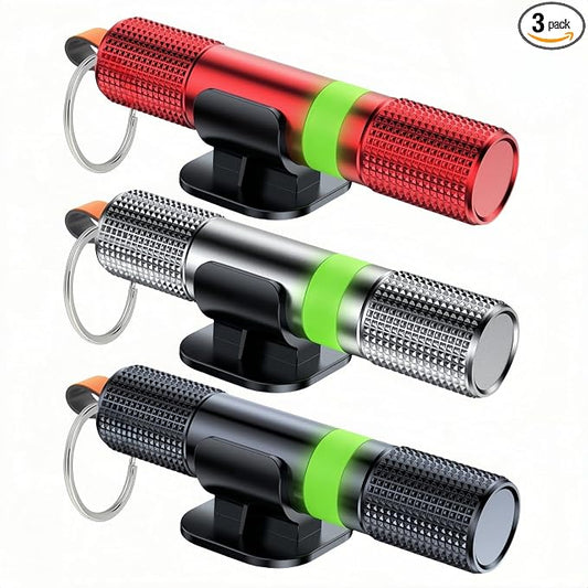 Car Window Breaker and Seatbelt Cutter Keychain,2 in 1 Safe Hammer Glass Break Underwater,Safety Automotive Emergency Escape Tool (3, redblacksilver)