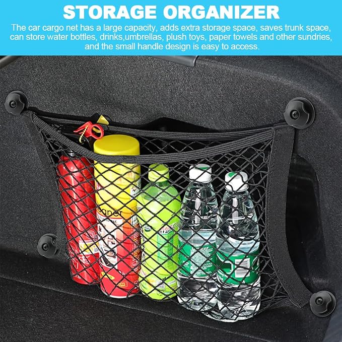 2 Pack Elastic Small Cargo Net Pocket with Hooks,Cargo Netting Bungee,Boat Storage,Trunk Net Organizer for Car,Truck Netting for Cargo(18.9x13.78 inches)