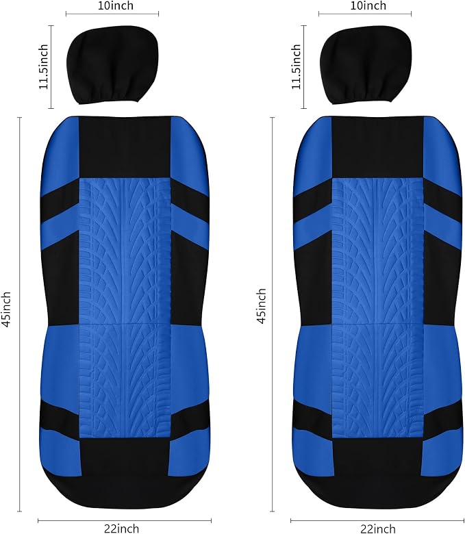 Pariitadin Car Seat Covers Front Pair, Washable and Breathable Seat Covers for Cars, Universal Fit Car Interior Covers for Most Sedan, Truck, SUV, Black/Blue