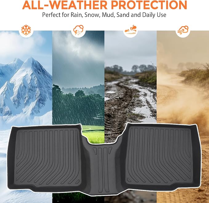 Floor Mats for Ford Explorer 7 Passenger Bench Seat 2011-2014 | (Not for 6-Seat Captain Chairs), Heavy Duty TPE All Weather Protection, Waterproof Non-Slip Black (Three-Row Floor Mats)