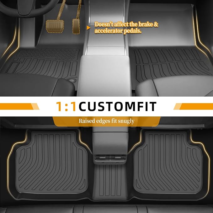 Floor Mats for Dodge Journey 2011 2012 2013 2014-2016 2017 2018 2019 2020 | TPE 2015 Journey Floor Mats 1st & 2nd Row, TPE Waterproof Summer Winter Non-Slip All Weather Floor Liners Car Accessories