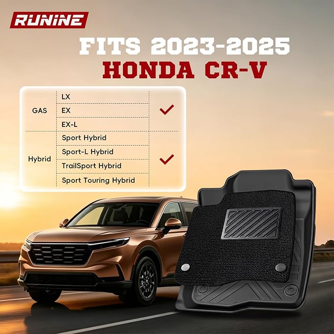 Floor Mats Cargo Mat for Honda CRV 2023 2024 2025 2026 Car Mat Accessories(Include Hybrid), 2-in-1 All Weather TPE Floor Liners with Removable Carpet Layer, Custom Fit Waterproof Anti-Slip Car Mats