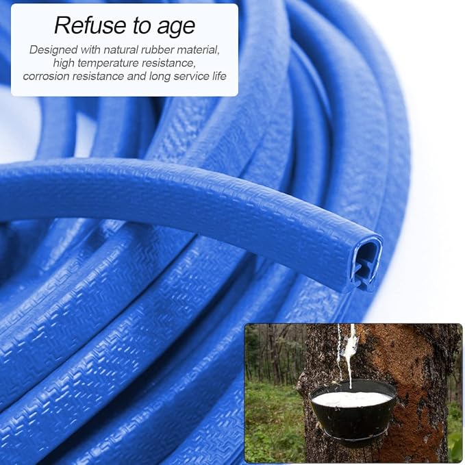 Car Door Edge Guards, 32Ft Universal Rubber Seal Protector U Shape Edge Trim Car Door Edge Protection for Most Car, Aluminum Boat Edge Guards (Blue/32FT) | Universal fit, most cars/SUVs/trucks, rubber seal, press-on channel, no glue, check thick strips...