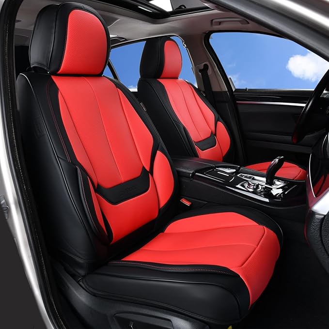 Coverado Car Seat Covers, Seat Covers for Cars, Waterproof Leather Auto Seat Protectors, Leather Car Seat Cushion, Car Interiors Accessories Universal Fit for Most Cars