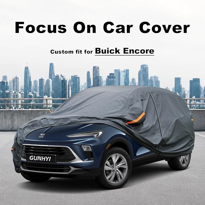 GUNHYI Premium Car Cover Custom Fit Buick Encore (2012-2026), 16 Layers Heavy Duty Car Cover Waterproof All Weather with Zipper Door for Sun Rain Snow Dust Uv Protection