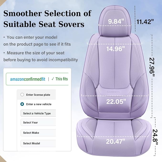 Coverado Car Seat Covers, Seat Covers for Cars, Waterproof Leather Auto Seat Protectors, Leather Car Seat Cushion, Car Interiors Accessories Universal Fit for Most Cars