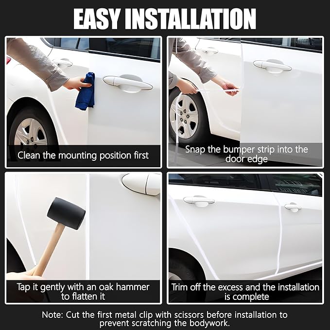 Wuyaoyao 16.4Ft (5M) Car Door Edge Guards, Rubber U Shape Automotive Door Entry Guard Protector Strip, No Glue Required, Universal Vehicle Doors Edge Trim, Exterior Car Accessories (White, 16.4FT)