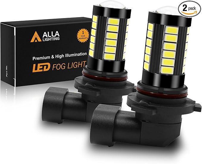 Alla Lighting Super Bright HB4 9006 LED Fog Light Bulbs, 6000K Xenon White 2800Lms Auto 12V Fog Lamps Replacement 5730 33-SMD LEDs