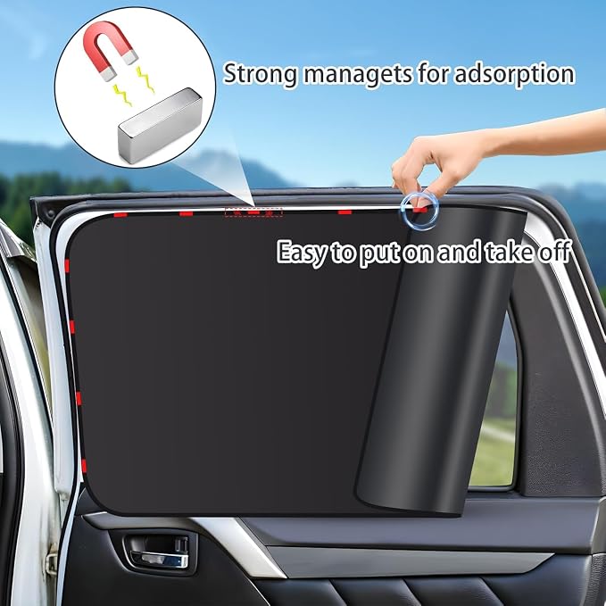 ZATOOTO Car Window Shade for Baby,2 Pack Universal Fit,Privacy&Insulation | 100% Blackout & UV Protection,Metal Frame Fit,Creates a Private Space for Car Camping, Road trips, Napping or Rest