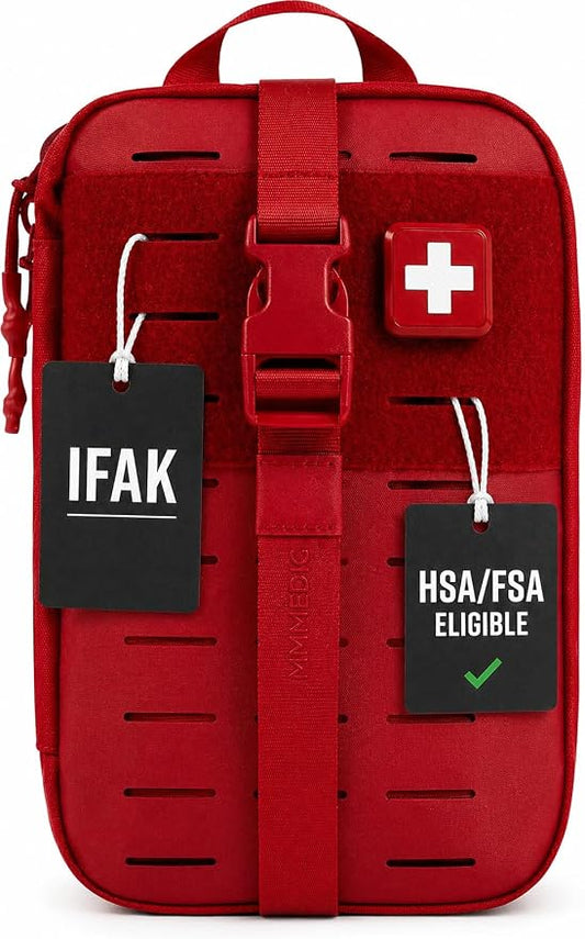MY MEDIC MyFAK Standard IFAK First Aid Kit & Medic Kit - HSA FSA Items - Built in USA - Medical Supplies & First Aid Essentials for Home, Auto & Family Emergency Preparedness - Family Medical Bag, Red