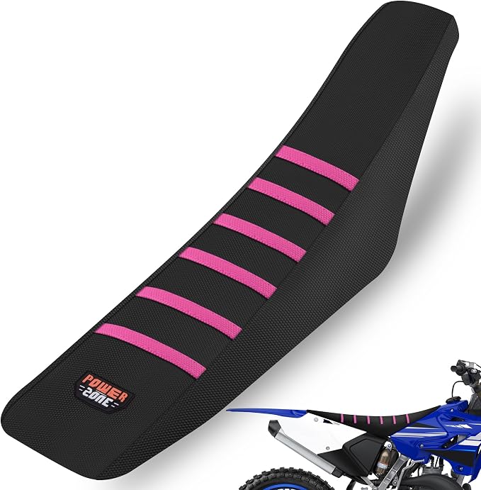Universial Dirt Bike Seat Cover - Soft Ribbed Rubber Seat Covers for Motorcross Enduro (Pink)