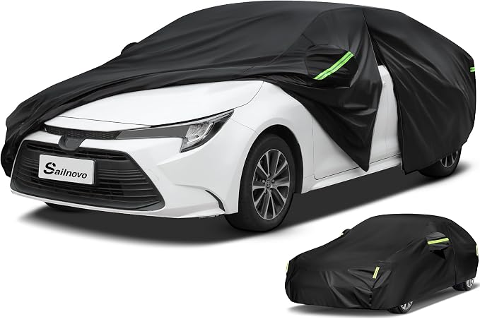 Sailnovo Sedan Car Cover Waterproof All Weather,Heavy Duty Full Exterior Cover for Audi, Honda Snow Sun UV Protection with Zipper Universal Fit for Sedan (178 to 185 Inch)