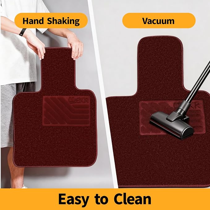 EKR All-Weather Universal Floor Mats,Thick Anti-Slip Car Carpet(Burgundy) | 0.5 inch Thick Anti-Slip Automotive Floor Mat with Driver Heel Pad Fit for SUV/Vans/Sedans/Trucks,Burgundy 4pcs Full set