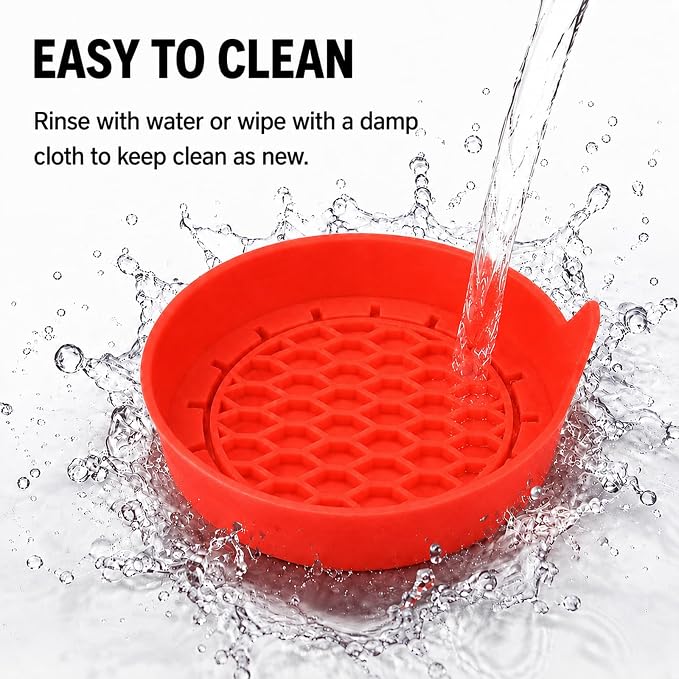 4 Pack Car Cup Holder Coaster, 3.15 Inch Non-Slip Silicone, Red | Cup holder insert, spill proof ,raised lip, honeycomb base, rinse clean, fits most sedans suvs trucks, automotive accessories