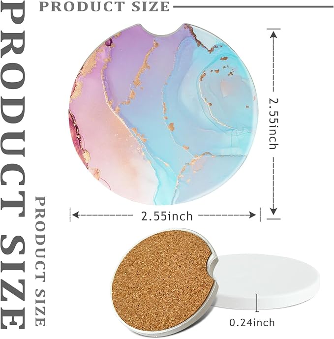 Ceramic Sublimation Blanks Car Coasters for Car Cup with Finger Notch for Easy Removal Ceramic Car Cupholder Auto Cupholder Keep Vehicle from Cold Drink Sweat Stain Spill (48)