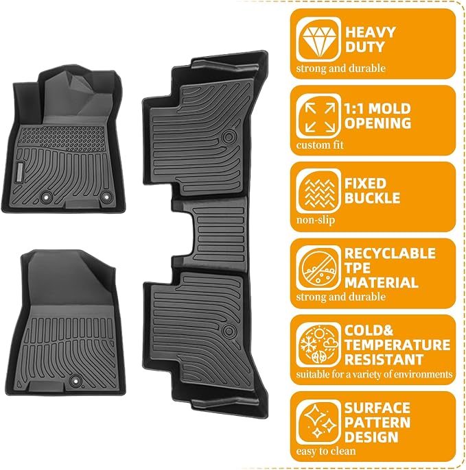 Floor Mats for Kia NIRO 2017-2022, for NIRO PHEV 2018-2022 Floor Mats | TPE Non-Slip Waterproof Summer Winter, Front & Rear Row