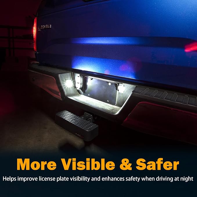 KanSmart LED License Plate Light for Ford F150 Raptor 2015-2022 Smoke Lens | 6000K LED, IP65 waterproof, smoke lens, tag lamp assembly, for 2015-2022 F150 Raptor accessories, rear bumper, plug play